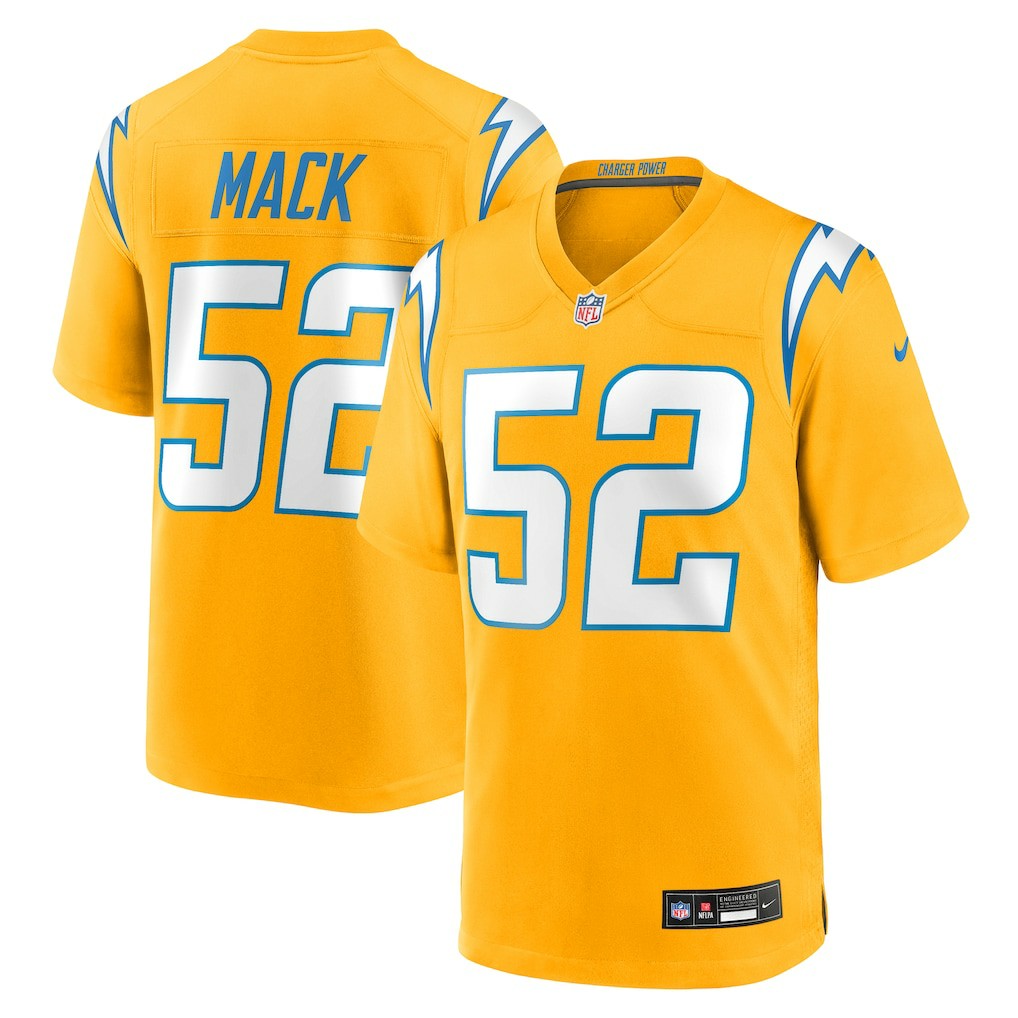 Khalil Mack Los Angeles Chargers Alternate Charger Power Game Player Jersey Gold