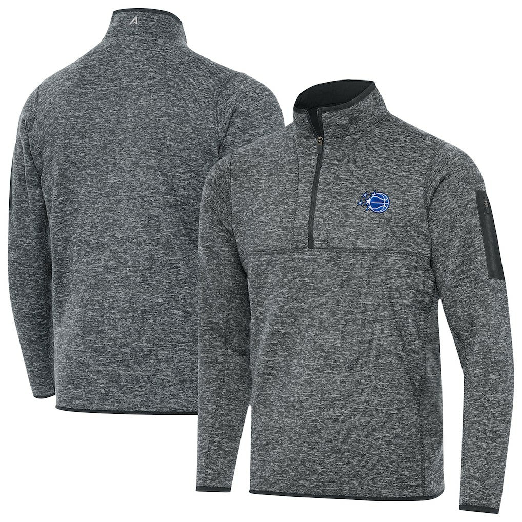 Orlando Magic Antigua New Logo Fortune Quarter-Zip Pullover Jacket Heather Gray