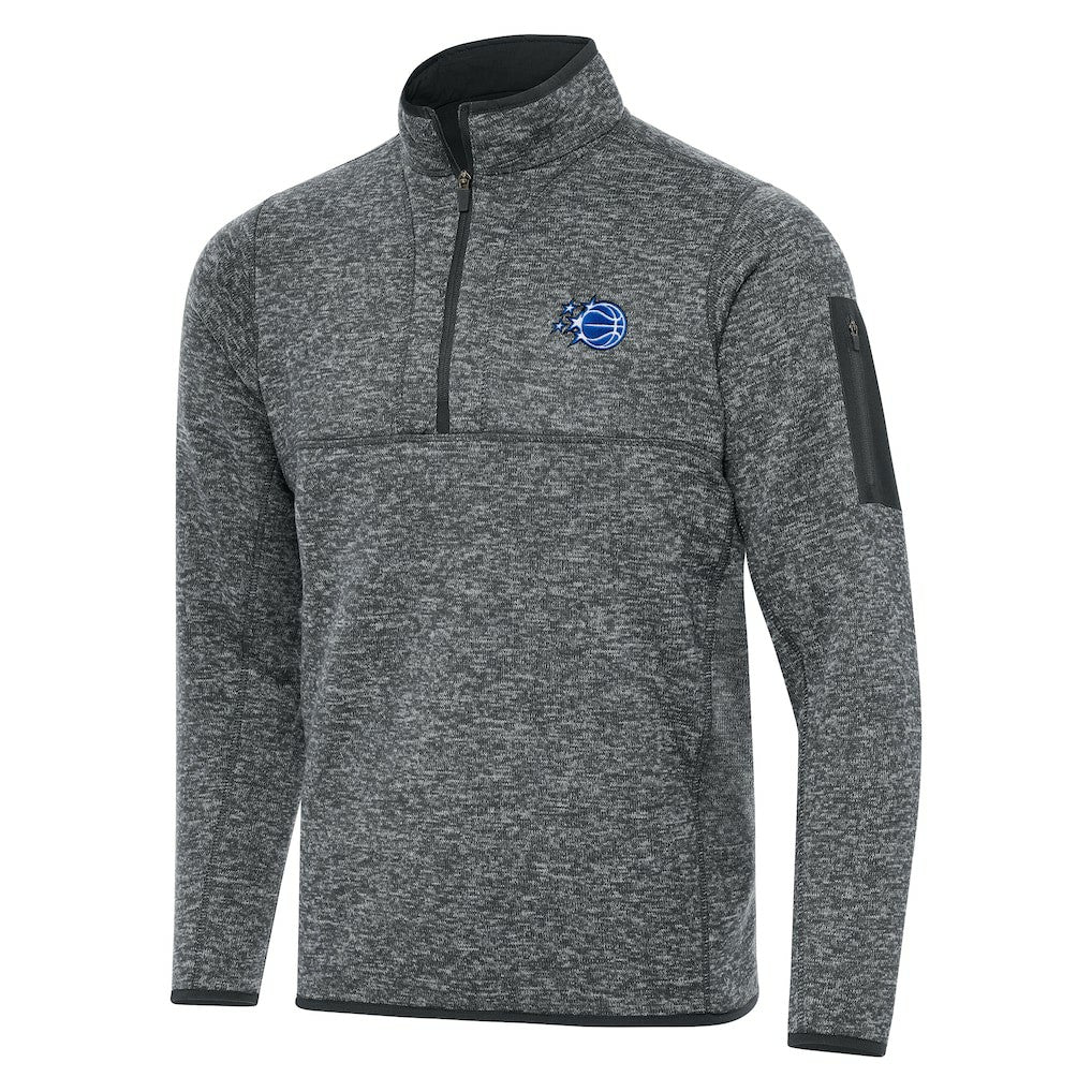 Orlando Magic Antigua New Logo Fortune Quarter-Zip Pullover Jacket Heather Gray