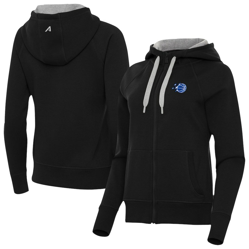 Orlando Magic Antigua Women's New Logo Victory Full-Zip Hooded Sweatshirt Black