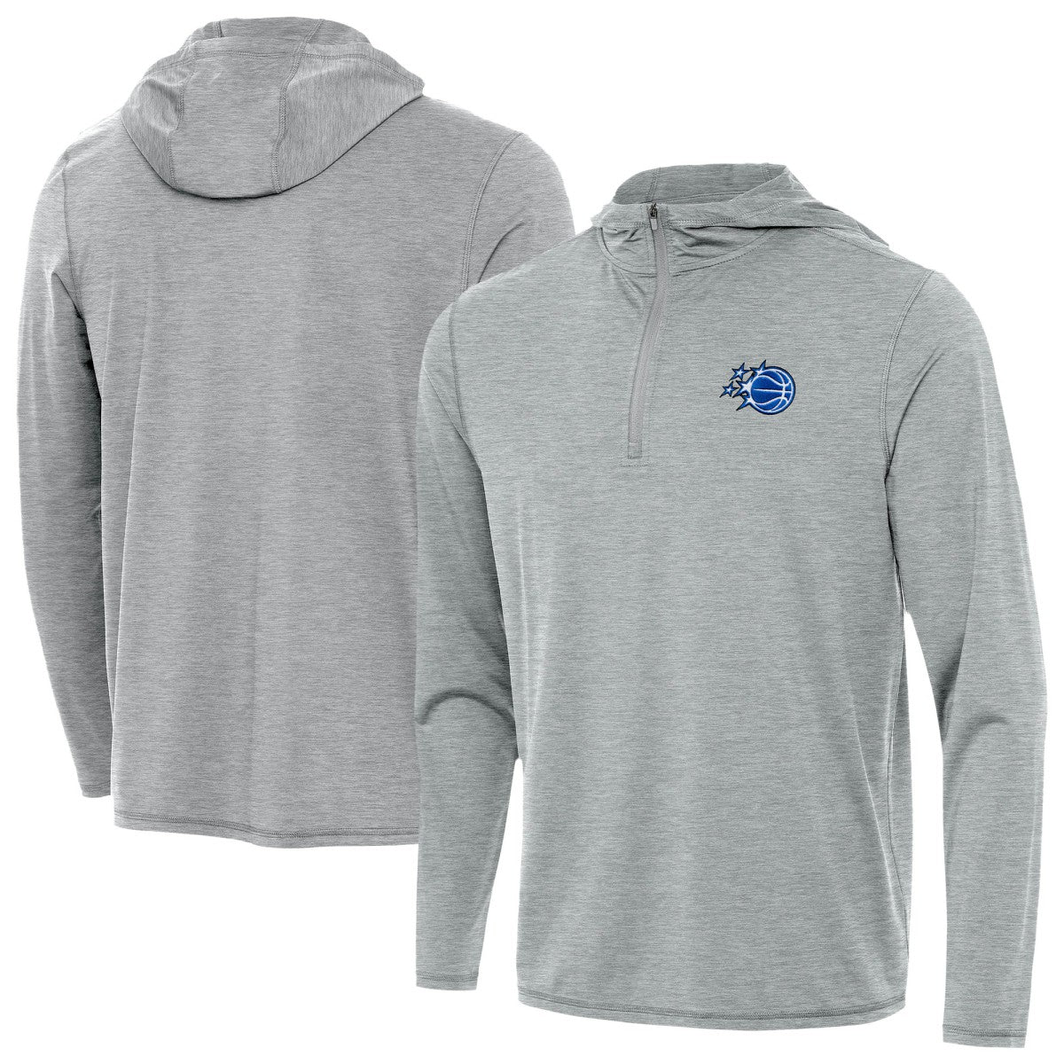 Orlando Magic Antigua New Logo Tidy Quarter-Zip Hoodie Heather Gray