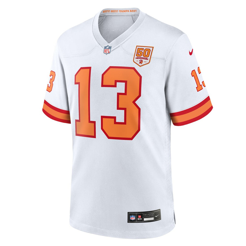 Mike Evans '76 Tampa Bay Buccaneers 50th Season Game Jersey White