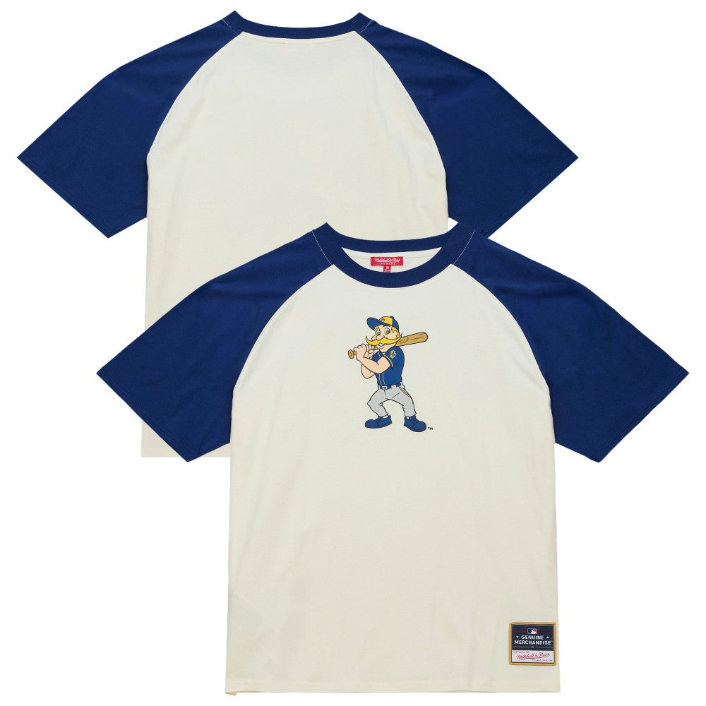 Milwaukee Brewers Mitchell & Ness Women's Boyfriend Raglan T-Shirt - Cream T-shirts
