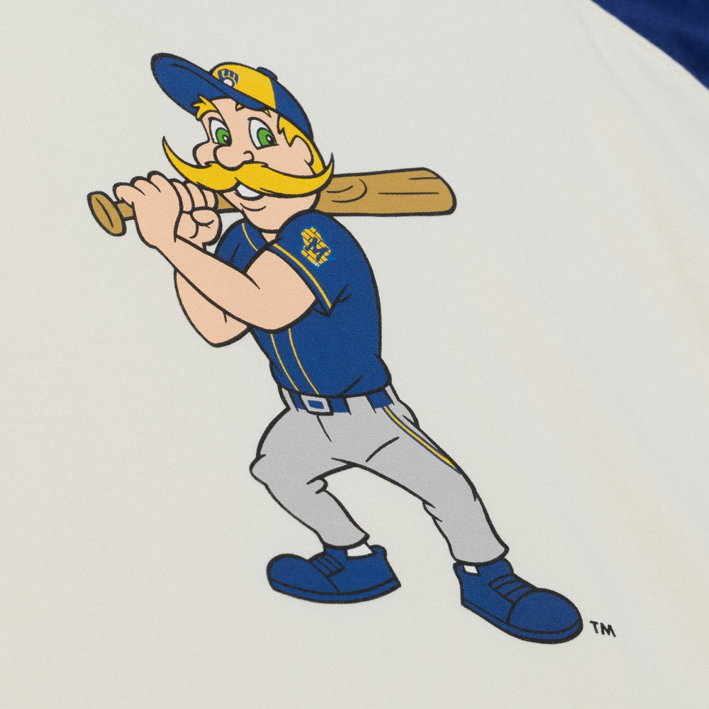 Milwaukee Brewers Mitchell & Ness Women's Boyfriend Raglan T-Shirt - Cream T-shirts
