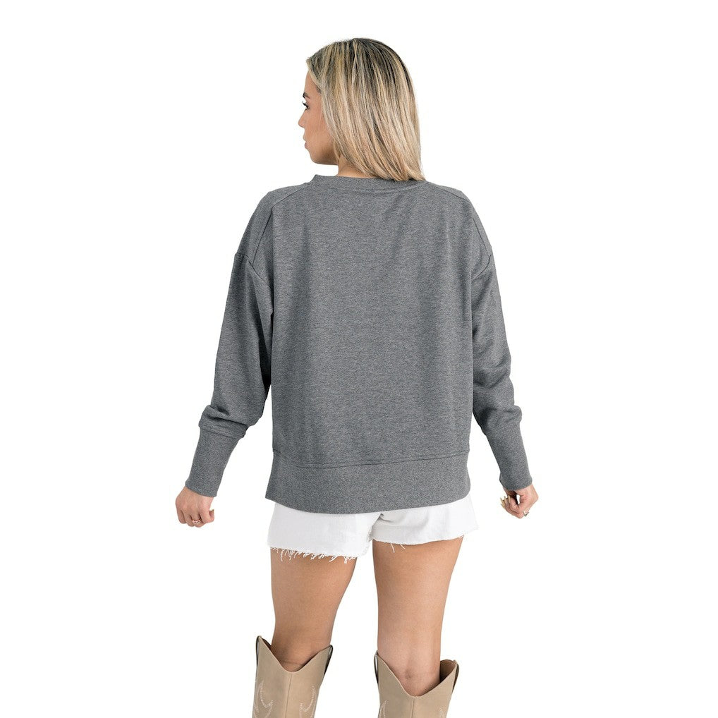 Baltimore Ravens Gameday Couture Women's French Terry V-Neck Pullover Sweatshirt Gray