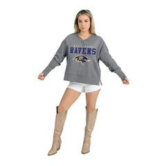 Baltimore Ravens Gameday Couture Women's French Terry V-Neck Pullover Sweatshirt Gray