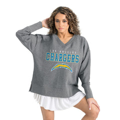Los Angeles Chargers Gameday Couture Women's French Terry V-Neck Pullover Sweatshirt Gray