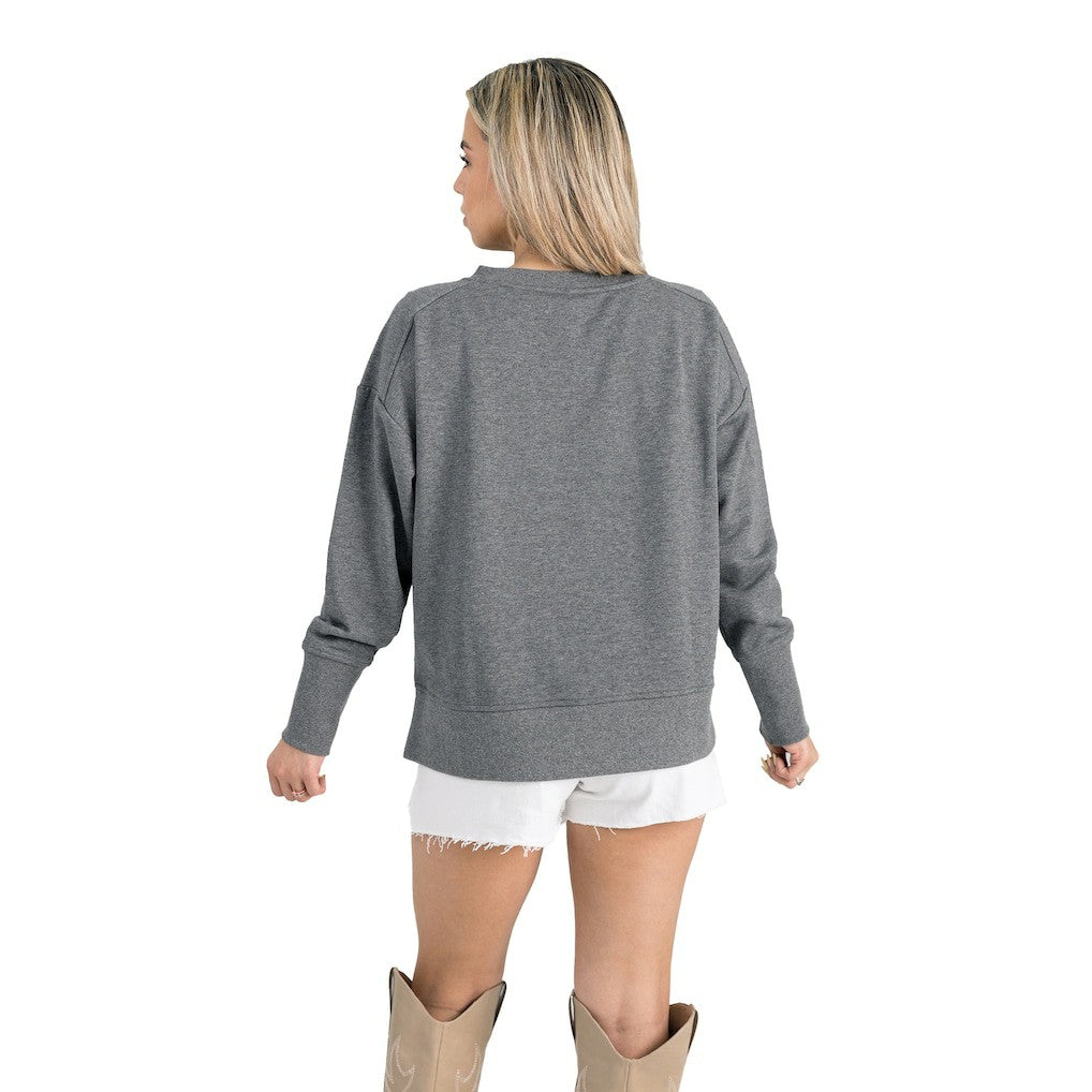 Dallas Cowboys Gameday Couture Women's French Terry V-Neck Pullover Sweatshirt Gray