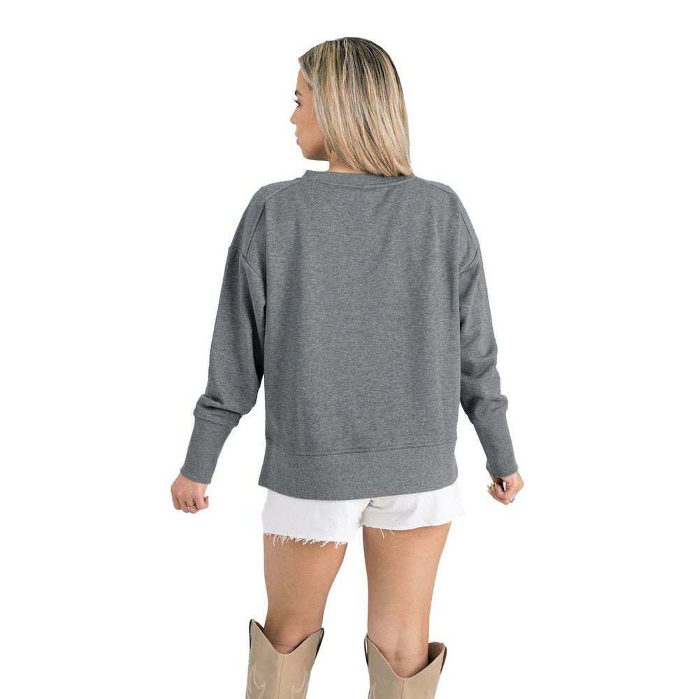 Dallas Cowboys Gameday Couture Women's French Terry V-Neck Pullover Sweatshirt Gray