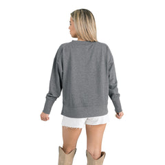 Denver Broncos Gameday Couture Women's French Terry V-Neck Pullover Sweatshirt Gray