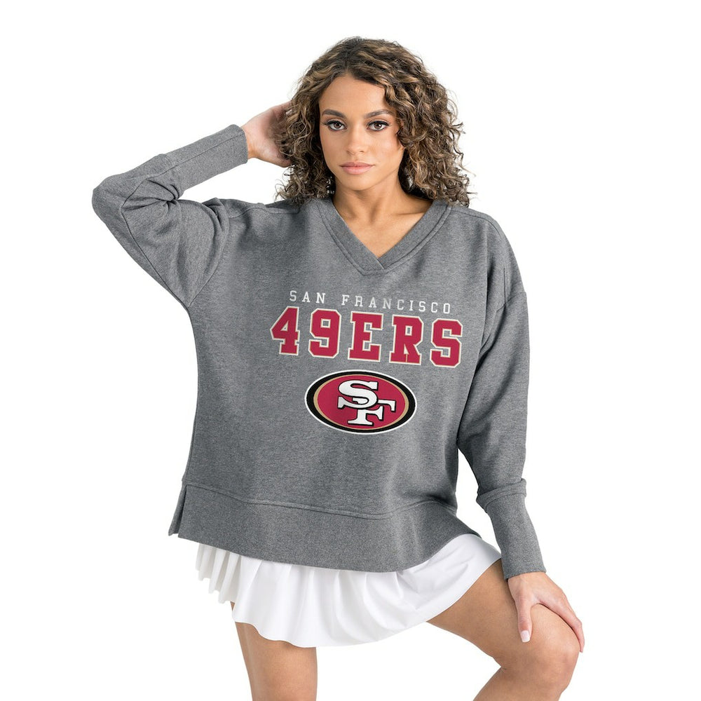 San Francisco 49ers Gameday Couture Women's French Terry V-Neck Pullover Sweatshirt Gray
