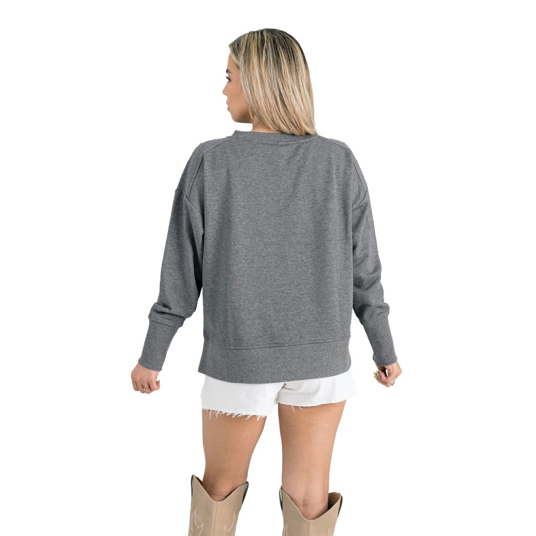 Tampa Bay Buccaneers Gameday Couture Women's French Terry V-Neck Pullover Sweatshirt Gray