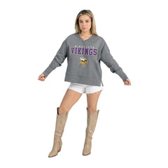 Minnesota Vikings Gameday Couture Women's French Terry V-Neck Pullover Sweatshirt Gray