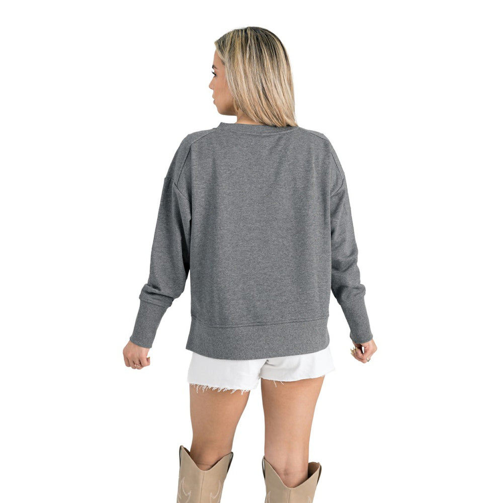 Houston Texans Gameday Couture Women's French Terry V-Neck Pullover Sweatshirt Gray