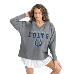 Indianapolis Colts Gameday Couture Women's French Terry V-Neck Pullover Sweatshirt Gray