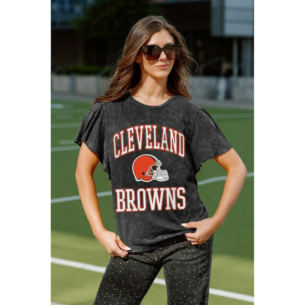 Cleveland Browns Gameday Couture Women's Relaxed Flutter Sleeve T-Shirt Black