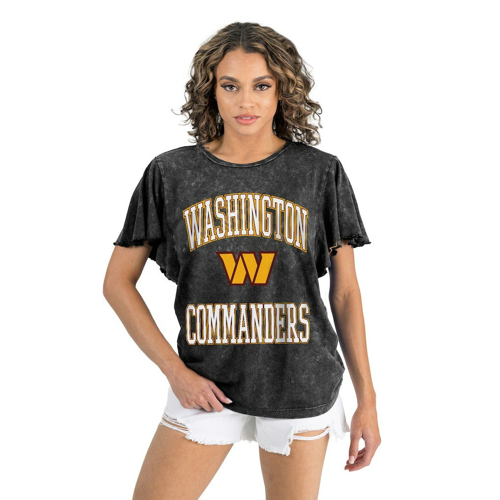 Washington Commanders Gameday Couture Women's Relaxed Flutter Sleeve T-Shirt Black