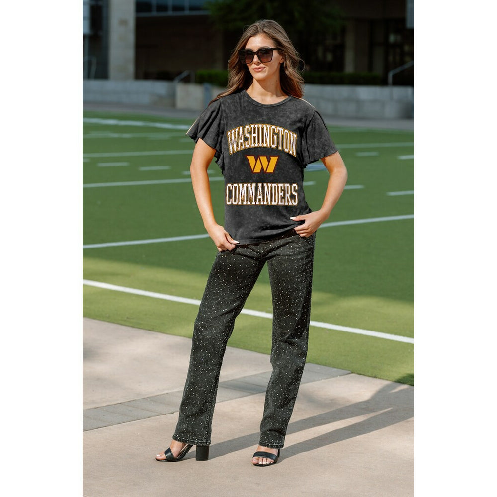 Washington Commanders Gameday Couture Women's Relaxed Flutter Sleeve T-Shirt Black