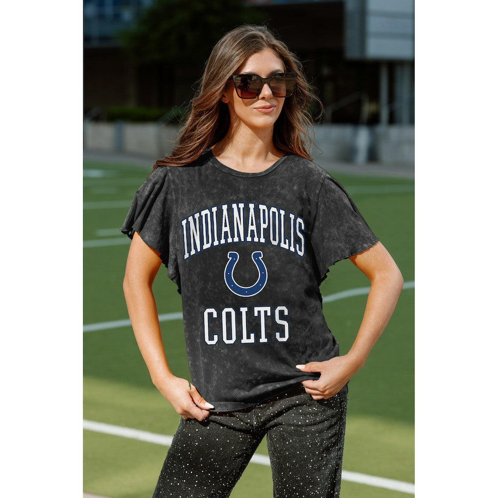 Indianapolis Colts Gameday Couture Women's Relaxed Flutter Sleeve T-Shirt Black