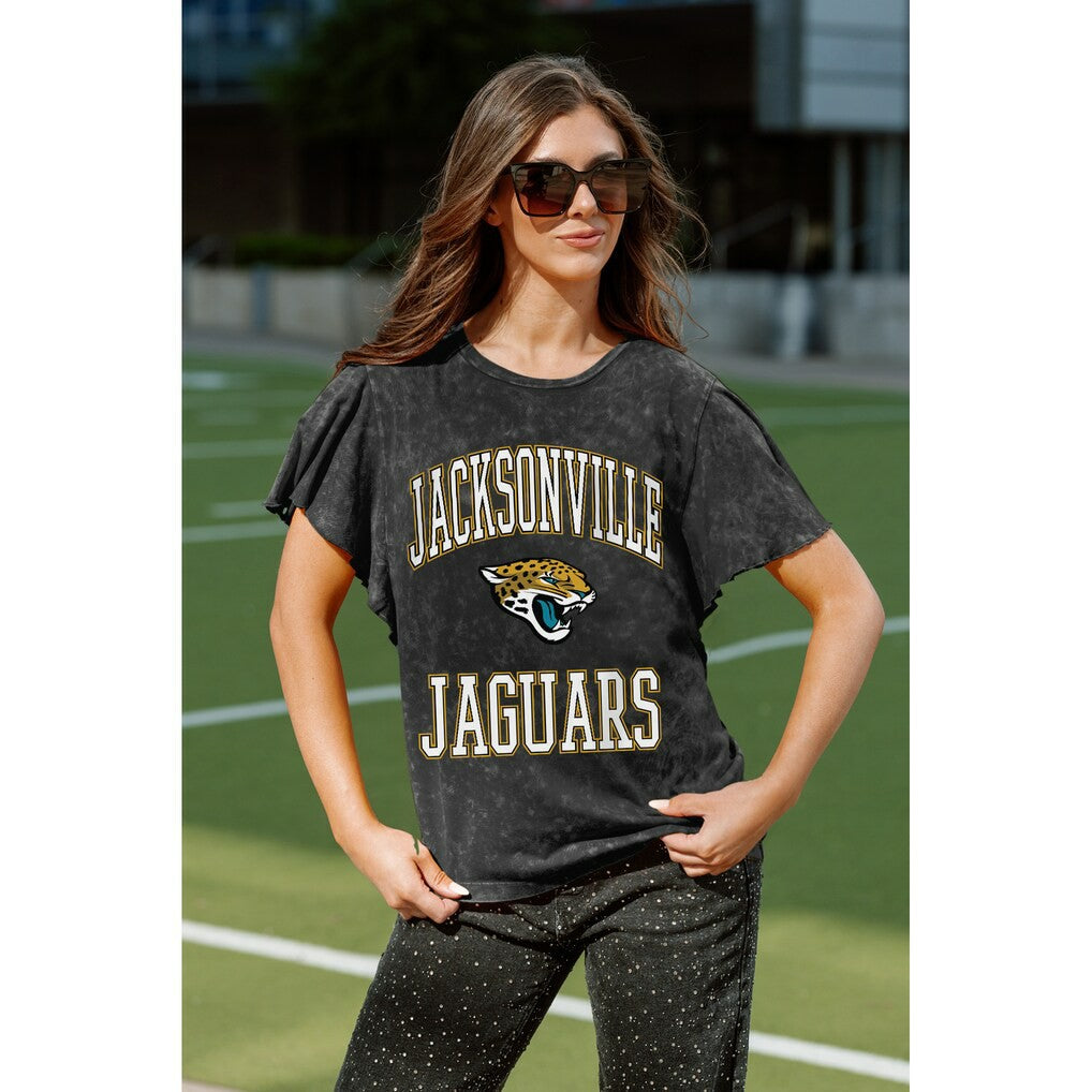 Jacksonville Jaguars Gameday Couture Women's Relaxed Flutter Sleeve T-Shirt Black
