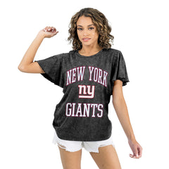 New York Giants Gameday Couture Women's Relaxed Flutter Sleeve T-Shirt Black