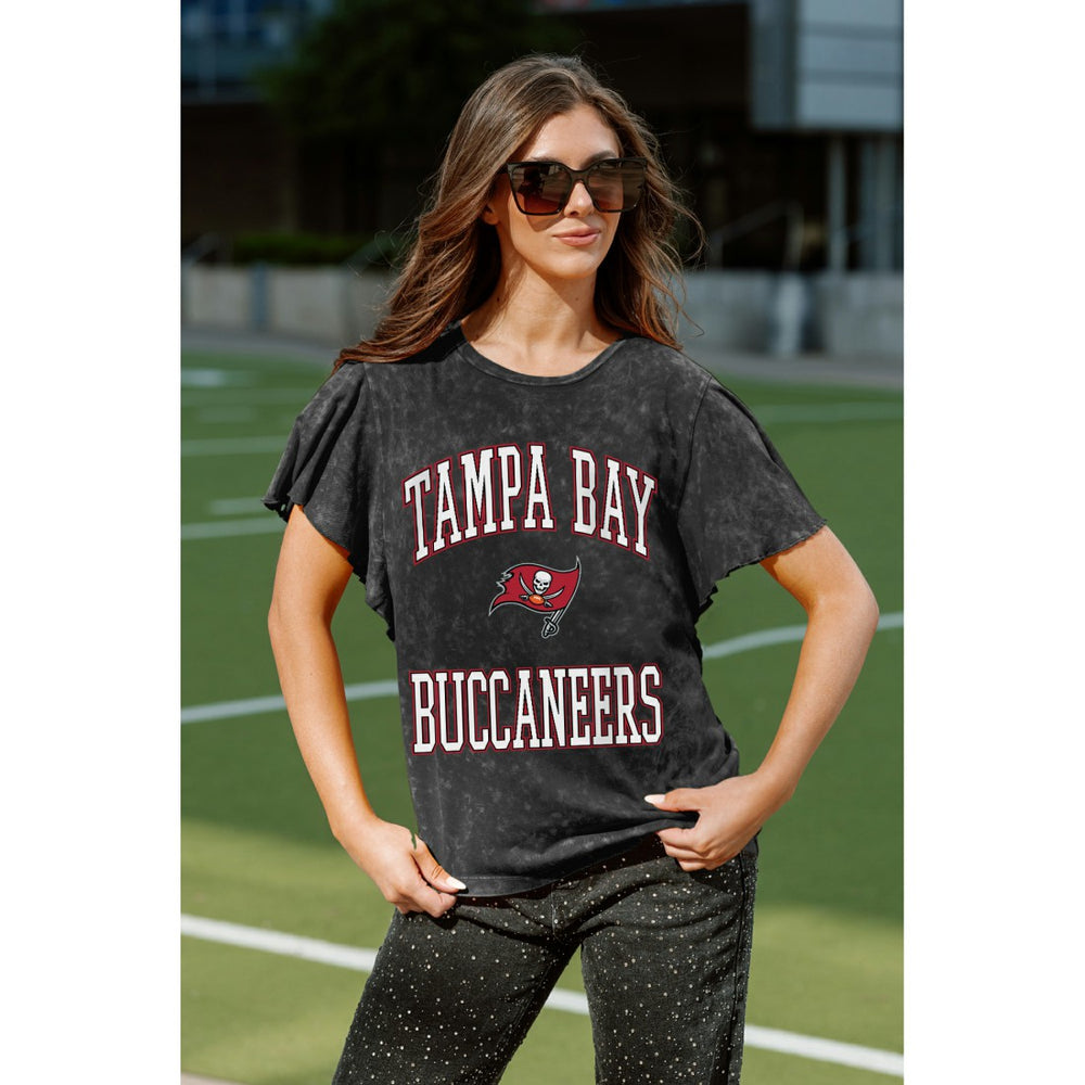 Tampa Bay Buccaneers Gameday Couture Women's Relaxed Flutter Sleeve T-Shirt Black