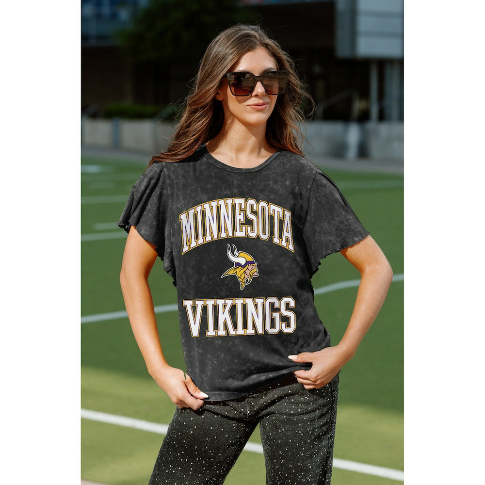 Minnesota Vikings Gameday Couture Women's Relaxed Flutter Sleeve T-Shirt Black