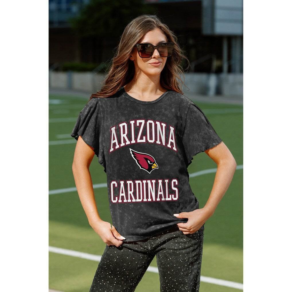 Arizona Cardinals Gameday Couture Women's Relaxed Flutter Sleeve T-Shirt Black