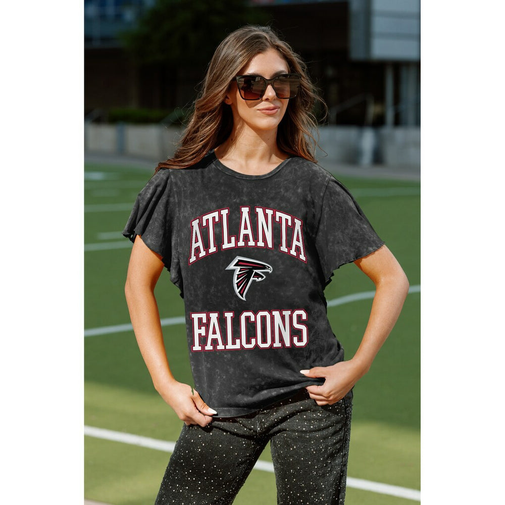 Atlanta Falcons Gameday Couture Women's Relaxed Flutter Sleeve T-Shirt Black