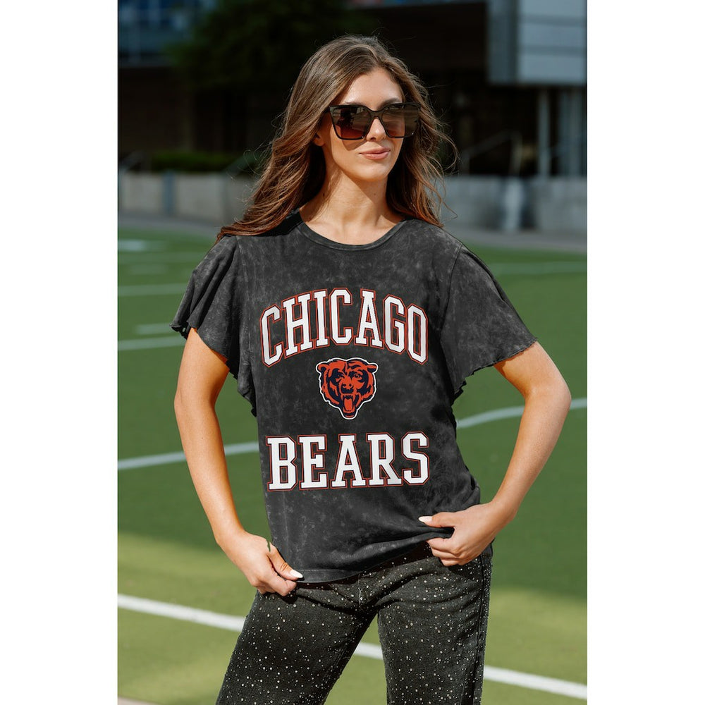 Chicago Bears Gameday Couture Women's Relaxed Flutter Sleeve T-Shirt Black