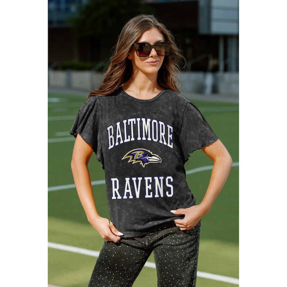 Baltimore Ravens Gameday Couture Women's Relaxed Flutter Sleeve T-Shirt Black