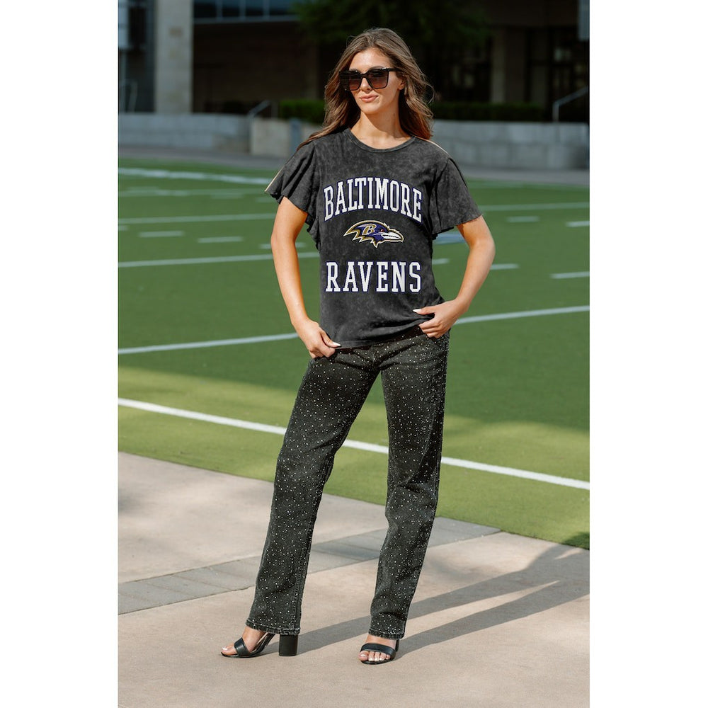 Baltimore Ravens Gameday Couture Women's Relaxed Flutter Sleeve T-Shirt Black
