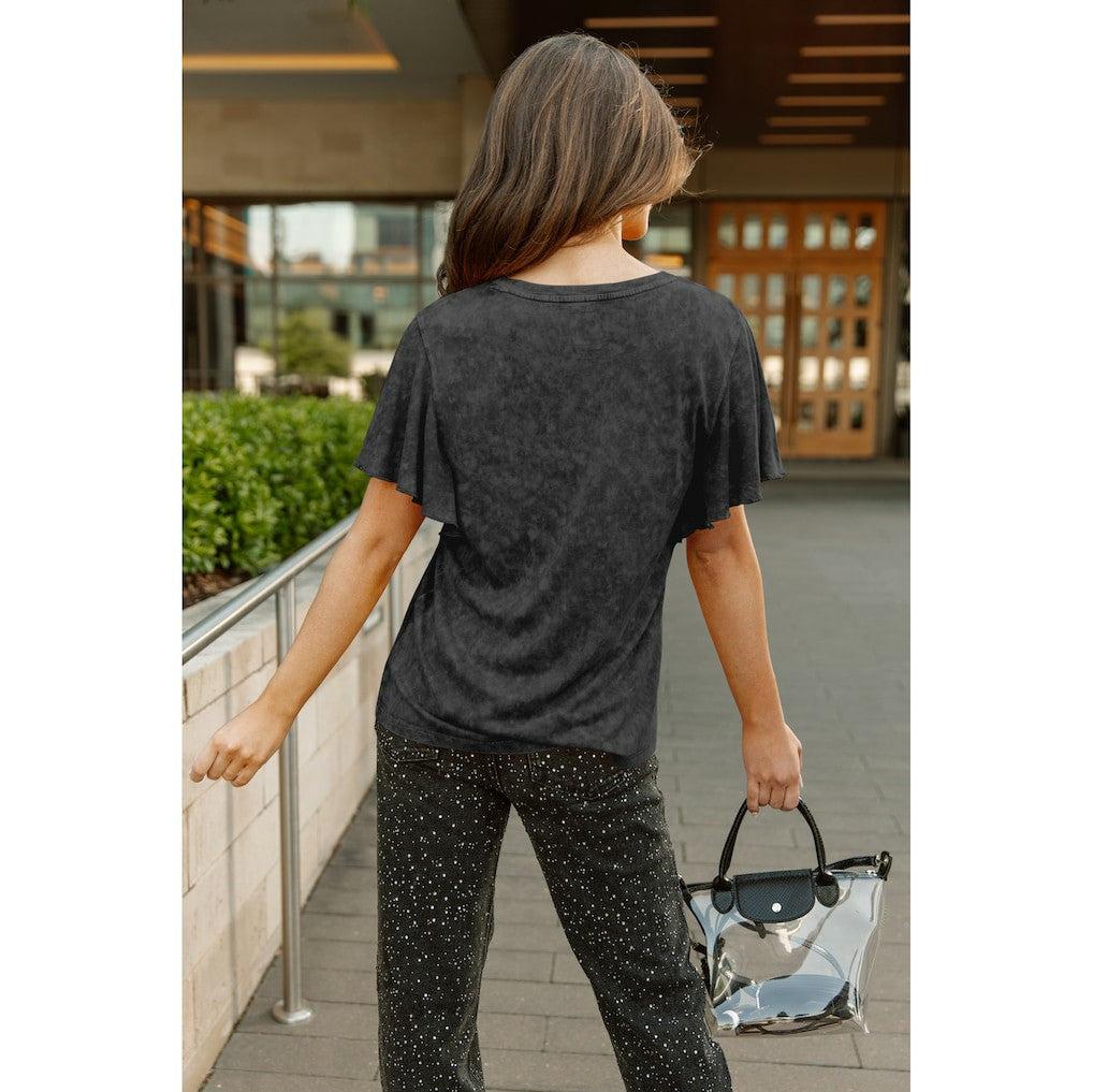 Baltimore Ravens Gameday Couture Women's Relaxed Flutter Sleeve T-Shirt Black