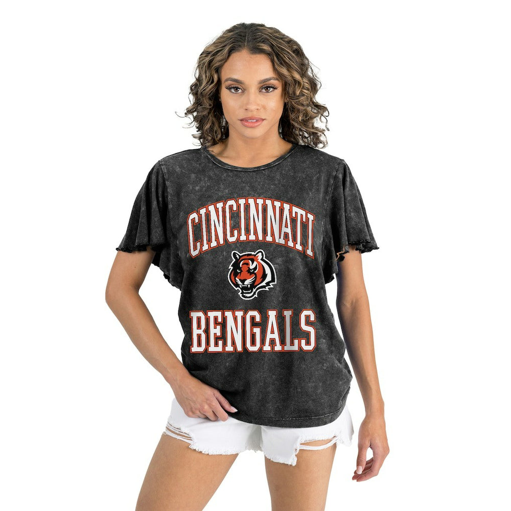Cincinnati Bengals Gameday Couture Women's Relaxed Flutter Sleeve T-Shirt Black