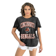 Cincinnati Bengals Gameday Couture Women's Relaxed Flutter Sleeve T-Shirt Black