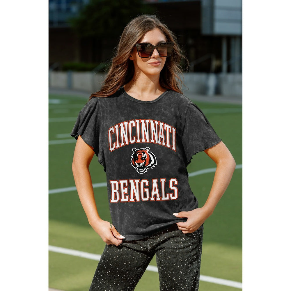 Cincinnati Bengals Gameday Couture Women's Relaxed Flutter Sleeve T-Shirt Black