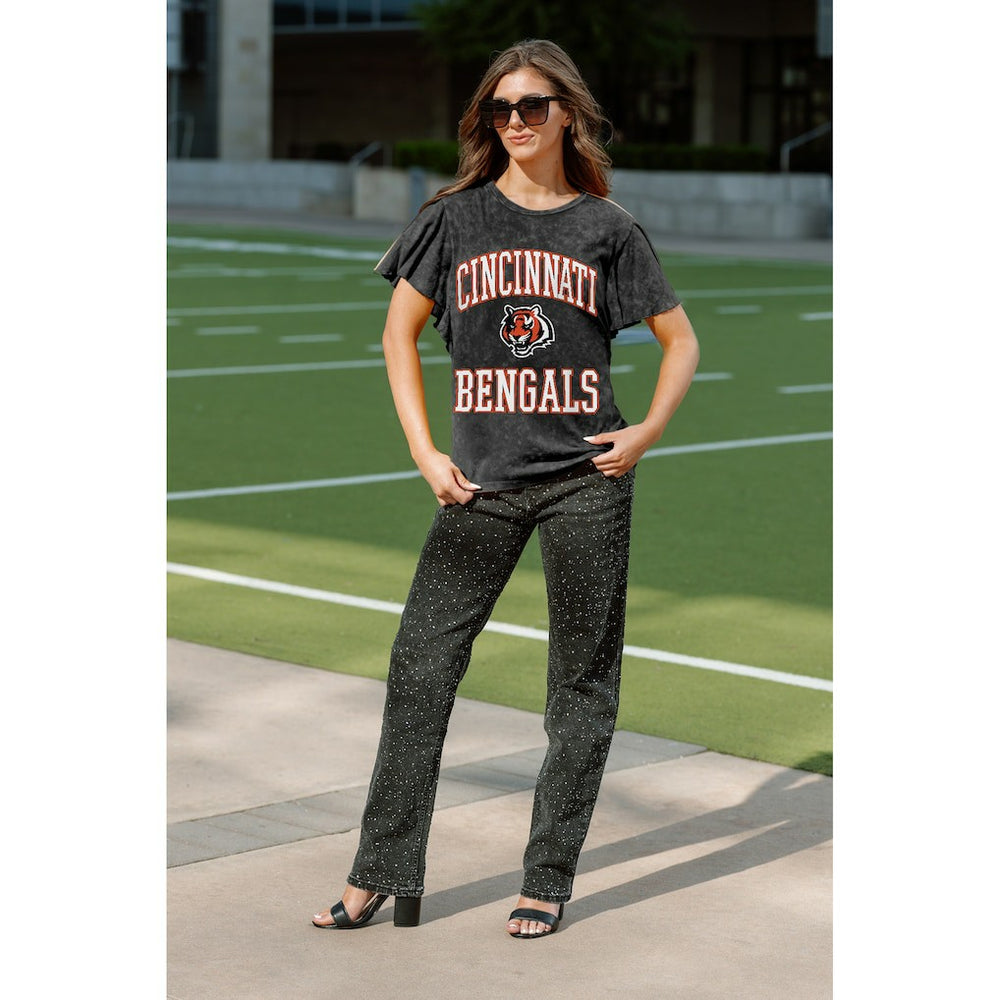 Cincinnati Bengals Gameday Couture Women's Relaxed Flutter Sleeve T-Shirt Black