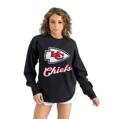 Kansas City Chiefs Gameday Couture Women's Oversized Long Sleeve T-Shirt Black