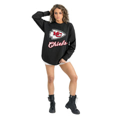 Kansas City Chiefs Gameday Couture Women's Oversized Long Sleeve T-Shirt Black