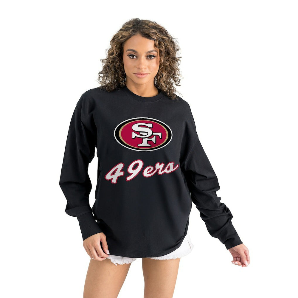 San Francisco 49ers Gameday Couture Women's Oversized Long Sleeve T-Shirt Black