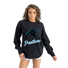 Carolina Panthers Gameday Couture Women's Oversized Long Sleeve T-Shirt Black