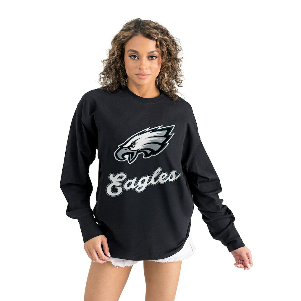 Philadelphia Eagles Gameday Couture Women's Oversized Long Sleeve T-Shirt Black