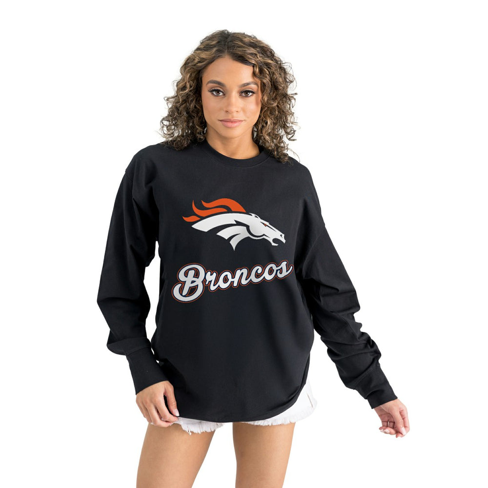 Denver Broncos Gameday Couture Women's Oversized Long Sleeve T-Shirt Black