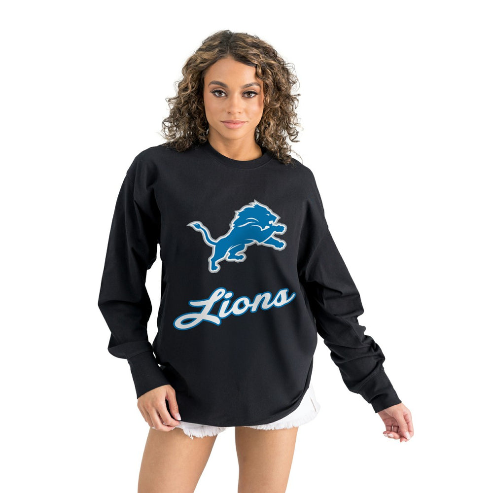Detroit Lions Gameday Couture Women's Oversized Long Sleeve T-Shirt Black