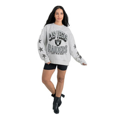 Las Vegas Raiders Gameday Couture Women's Resilience Relaxed Rhinestone Pullover Sweatshirt Ash