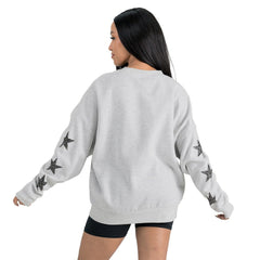 Buffalo Bills Gameday Couture Women's Resilience Relaxed Rhinestone Pullover Sweatshirt Ash