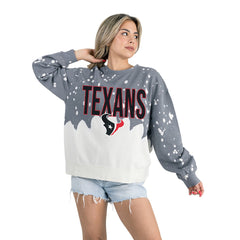 Houston Texans Gameday Couture Women's Oversized Faded Wash Tri-Blend Pullover Sweatshirt Gray