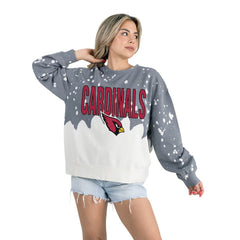 Arizona Cardinals Gameday Couture Women's Oversized Faded Wash Tri-Blend Pullover Sweatshirt Gray
