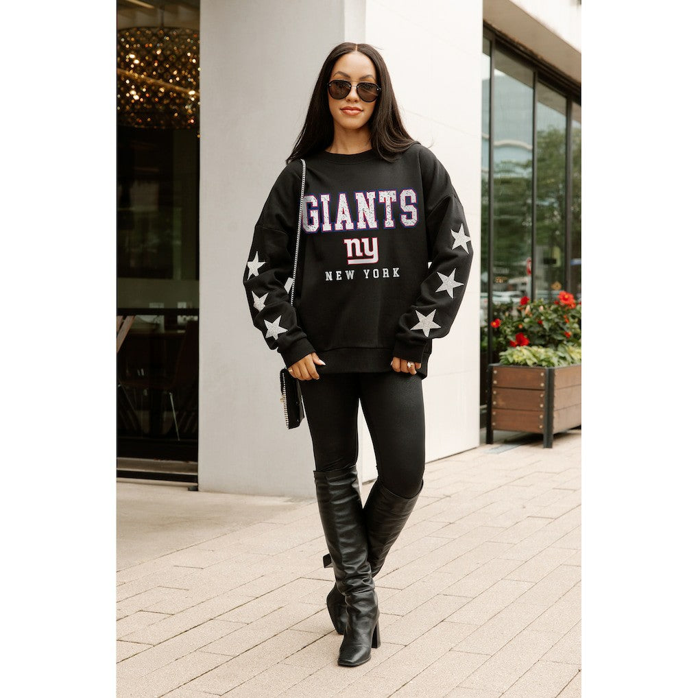 New York Giants Gameday Couture Women's Velocity Relaxed Rhinestone Pullover Sweatshirt Black