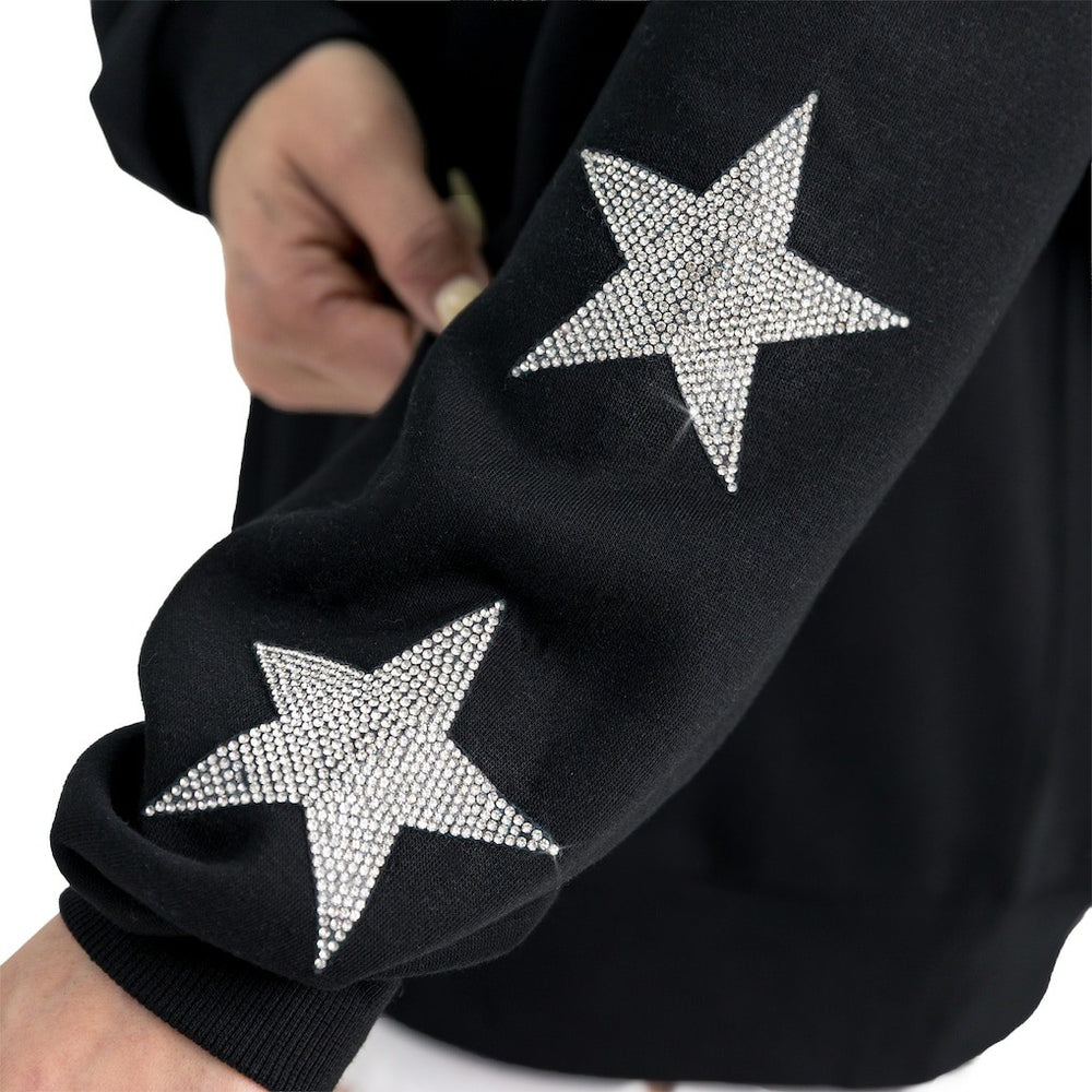 Los Angeles Chargers Gameday Couture Women's Velocity Relaxed Rhinestone Pullover Sweatshirt Black